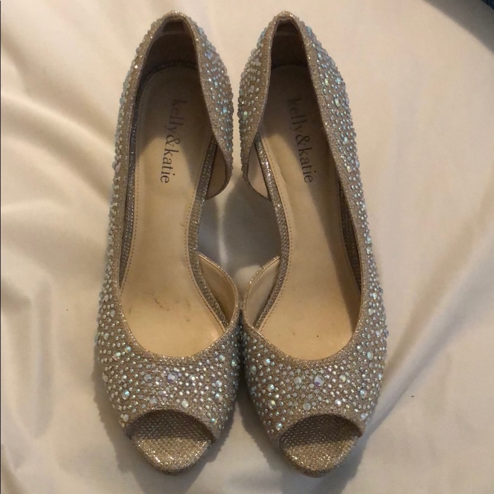 Kelly & Katie Open Toe, Sparkly Heels, Size 7.5. - image 5